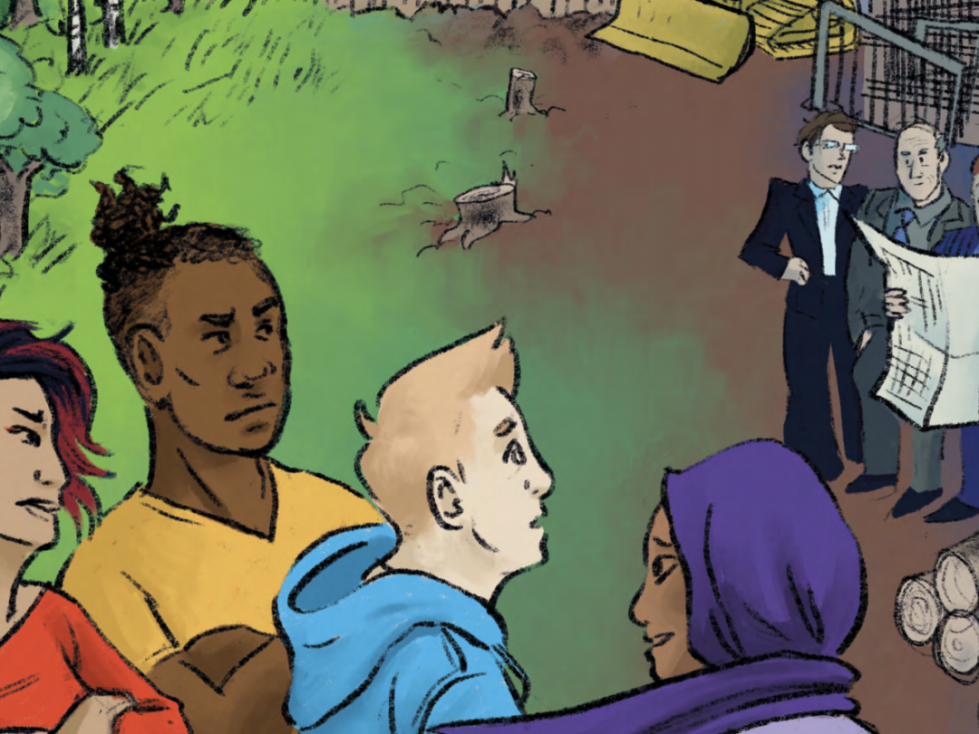 Illustrasjon av spire tegnede mennesker